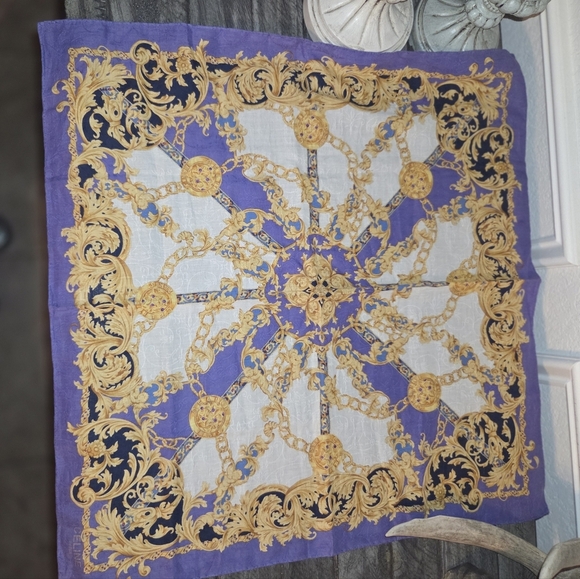 Celine Lavish Purple and Gold Patterned Scarf - Picture 1 of 3